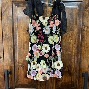 Lulu's Black Floral Embroidered Dress